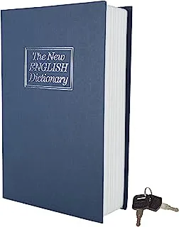 Stalwart Book Safe with Key – Portable New English Dictionary Hidden Mini Safe Great for Traveling, Storing Money, Jewelry, and Passports by (Blue)