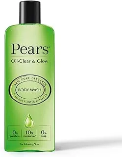 Pears Oil Clear & Glow Lemon Flower Body Wash With Lemon Flower Essential Oil| Shower Gel With 100% Soap-Free pH Balanced Formula| 10X Moisturisers Gently Cleanses Skin For Long-Lasting Glow| 250ml