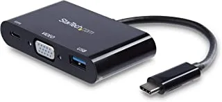 Startech.Com Usb-C Vga Multiport Adapter - Usb-A Port - With Power Delivery (Usb Pd) - Usb C Adapter Converter - Usb C Dongle (Cdp2Vgauacp)