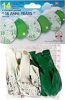 Pegaso All Around Printed Balloons, Green And White, 14 Pieces, For Unisex