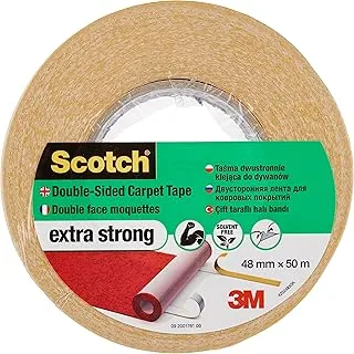 Scotch Skirting-Board Double-sided Carpet Tape 48mm x 50m, 1 unit/pack | Transparent color | Extra Strong | Holds rugs and carpets | Variety of Floors