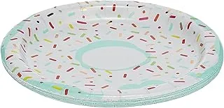 Unique Donut Party Round Plate 8-Pieces, 7-Inch Diameter, Multicolour