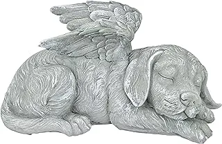 Design Toscano Dog Angel Pet Memorial Grave Marker Tribute Statue, 10 Inch, Polyresin, Stone Finish