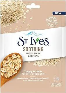 St. Ives Soothing Oatmeal Face Sheet Mask For Smooth & Supple Skin| Made With Natural Cotton & Pure Oatmeal Extracts| Hydrates & Nourishes Skin| Paraben-Free & Dermatologically Tested| (Pack of 1)