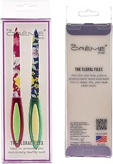 The Crème Shop Set Of 2 Manicure Pedicure Nail File Set. Durable & Easy-Grip Handles, Floral Patterns.