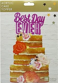 Talking Tables Best Day Ever Cake Topper, 11.5 Cm Height, Neon Pink