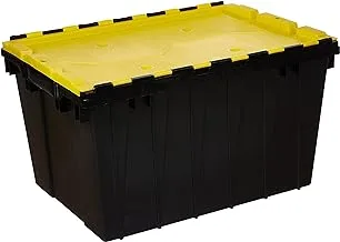 Cosmoplast Plastic Utility Storage Box With Dual Flap Lids 55 Liters, Yellow Black, IFHHST372KY, Cosmoplast Utility Storage Box 55 Liters