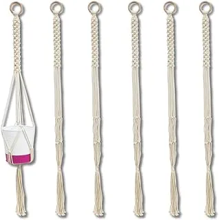 TrustBasket Lara Macrame Hanger Set of 6 | حامل وعاء زهور حبل للحدائق الداخلية والخارجية للشرفة (وعاء غير مدرج)