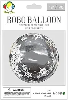 PARTY TIME - Self-sealing Stretchy Bubble Balloons Snowflakes Design Crystal Wrinkle Free Sphere Balloons for Birthday Wedding Party Decor Reusable Durable Helium Clear Bobo Balloons (18 Inches)