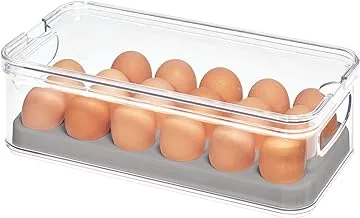 iDesign 71653 Crisp Plastic Refrigerator and Pantry Egg Bin, Modular Stacking Food Storage Box for Freezer, Fridge, Holds up to 18 Eggs, BPA Free, 12.72