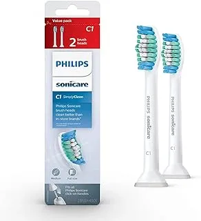 SONICARE Philips Genuine Simply Clean Replacement Toothbrush Heads, 2 Brush White, HX6012/04