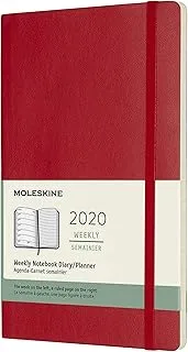 Moleskine 13 × 21 سم 12 شهرًا أجندة أجندة أسبوعية 2020 بغطاء ناعم وإغلاق مطاطي - أحمر قرمزي