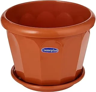 Cosmoplast Plastic Hexagonal Flowerpot 30 With Tray Terracotta, Hex 30, IFFP30065TC