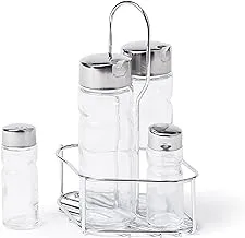 Harmony 59495 Salt And Pepper Shakers With Oil And Vinegar Bottles Set - 5 Pieces - Clear