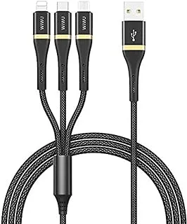 WIWU Elite Data Cable ED-104 3A Compatible Lightning+Type-C+Micro, Black - 1.2m