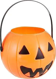 Party Magic Pumpkin Basket 15cmx13cm, Black, Orange, 90449