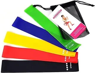 ECVV 6Pcs Resistance Bands Exercise Bands For Woman Yoga Resistance Loop Bands For Legs And Butt Workout Bands For Home Gym Fitness 5 Set With Bag, Black,Red,Blue,Yellow,Green