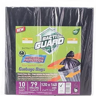 Bacti Guard Garbage Bag Black Flat 120 X 140 Cm, 79 Gallon, 10