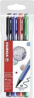 Nylon Tip Writing Pen - STABILO pointMax Wallet of 4 (Assorted Colours)