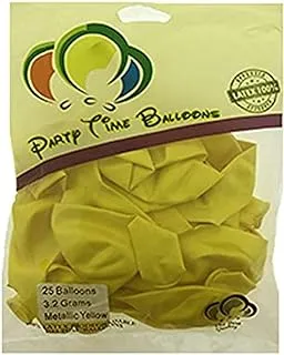 Party Time 12 Inch Latex Balloons - Yellow, 25 Pieces