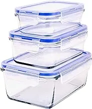 Mondex Rectangular Glass Food Container 3-Pieces Set