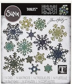 Sizzix thinlits die set 661599, paper snowflakes, mini by tim holtz, 14 pack, one size, multi color