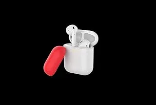 جراب AhaStyle بلونين من السيليكون لسماعات Airpods - أبيض / أحمر