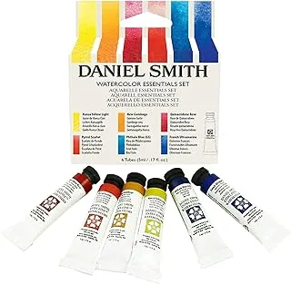 DANIEL SMITH 285610005 Extra Fine Essentials Introductory Watercolor, 6 Tubes, 5ml, Blue/Transparent/Yellow, 0.17 Fl Oz (Pack of 6)