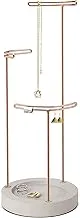 Umbra Tesora 3-Tier Jewelry Stand, Earring Holder, Accessory Organizer And Display, Concrete/Copper, L42 x W15 x H15cm