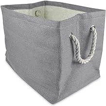 DII Woven Paper Storage Bin, Rugby Stripe, Solid Gray, Medium Bin