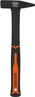 BLACK+DECKER 7 oz. 300g Metal DIN Hammer with Fiberglass Handle, Orange/Black - BDHT51394,