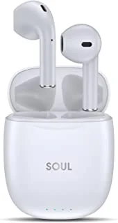Xcell SOUL-9 - سماعات أذن لاسلكية حقيقية بيضاء مع صوت جهير عميق