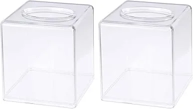 Showay 2 Pcs Tissue Box Fashion Acrylic Square Transparent Holder Paper Storage Case For Home Restaurants Hotels (Square)