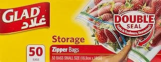 Glad Zipper Food Storage Plastic Bags Quart Size 16.8cm x 18cm 50pcs