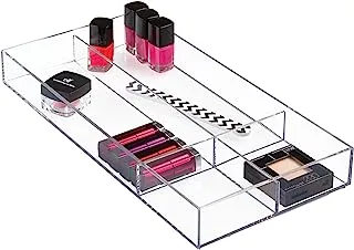 Idesign Clarity Plastic Divided Drawer Organizer, Storage Container For Vanity, Bathroom, Kitchen Drawers, 8