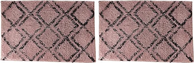 Home Town Geometric Print Cotton Rug, Pink, 40 X 60 Cm, Pack Of 2