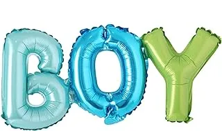 PARTY TIME - A BOY Blue and Green Letter Foil Balloons Children Party Decoration Birthday Party Balloons Party Inflatable Helium Balloon Gender Reveal Baby Shower (71X27cm.)