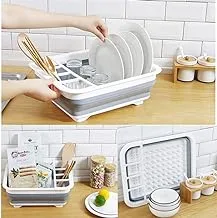 Vegetable Fruit Wash and Drain Sink Storage Basket, Space Saving for Kitchen Home & Multi function Fold able Dish Tub, Collapsible Cutting Board Dish Tub (Dish Drainer Drying Rack)