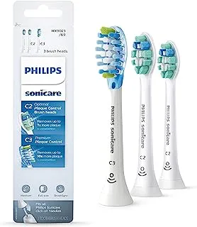 Genuine Philips Sonicare toothbrush head variety pack – C3 Premium Plaque Control & C2 Optimal Plaque Control, HX9023/69, 3-pk, white