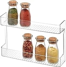 Idesign 65930 Linus Plastic Wall Mount Stadium Spice Rack, 2 Organizer For Kitchen Pantry, Cabinet, Countertops, Vanity, Office, Craft Room, 2.62