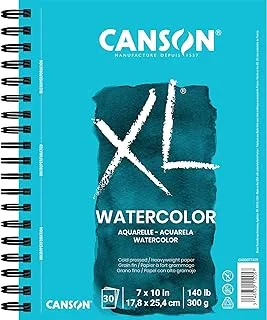 Canson XL Series Watercolor Textured Pad, Use With Paint Pencil Ink Charcoal Pastel And Acrylic, Side Wire Bound, 140 Pound, 7 X 10 Inch, 30 Sheets