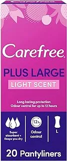 Carefree Daily Panty Liners, Plus Large, Light Scent, Pack Of 20