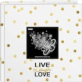 Pioneer Photo Albums Golden Dots Live Laugh Love 200 Pkt 4X6 Photo Album, Pocket, Gold