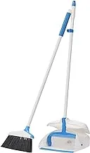 Amazon Basics Broom with Handled Dustpan, Blue and White