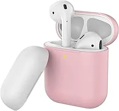 Promate AirPods Case, Premium Silicone Full Protective Drop Protection Wireless Charging Compatible Cover with Anti-Scratch and Dual-Tone Lid Cover for Apple AirPods and AirPods 2, SiliCase Pink