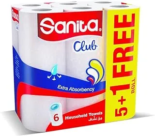 Sanita Club Household Towels - 5+1 Rolls, White