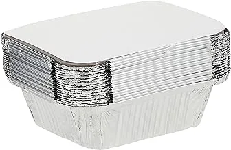 Disposable Aluminium Rectangle Containers 8342ml With Lids Heavy Duty Aluminum Foil Trays Containers with Board Lids for Cooking, Roasting, Baking - Pack Of 20 Pieces.