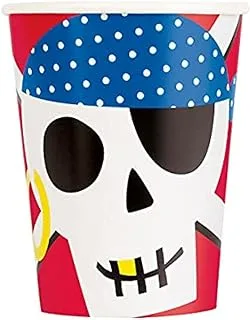 Unique Party 78416 Pirate Party Paper Cups | 8 Pcs, Multicolour