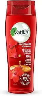 Vatika Naturals Hibiscus Nourishing 2-in-1 Oil Shampoo 425 ml | Natural & Herbal Enriched with Hibiscus | For Weak Hair | Revitalize & Nourish | Free from Mineral Oil, Parabens & Phthalates