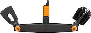 ACC Fiskars Dachrinnenreiniger mit individuell einstellbarer Bürste und Schaber, Breite: 4,5 cm, Schwarz/Orange, QuikFit, 1001414